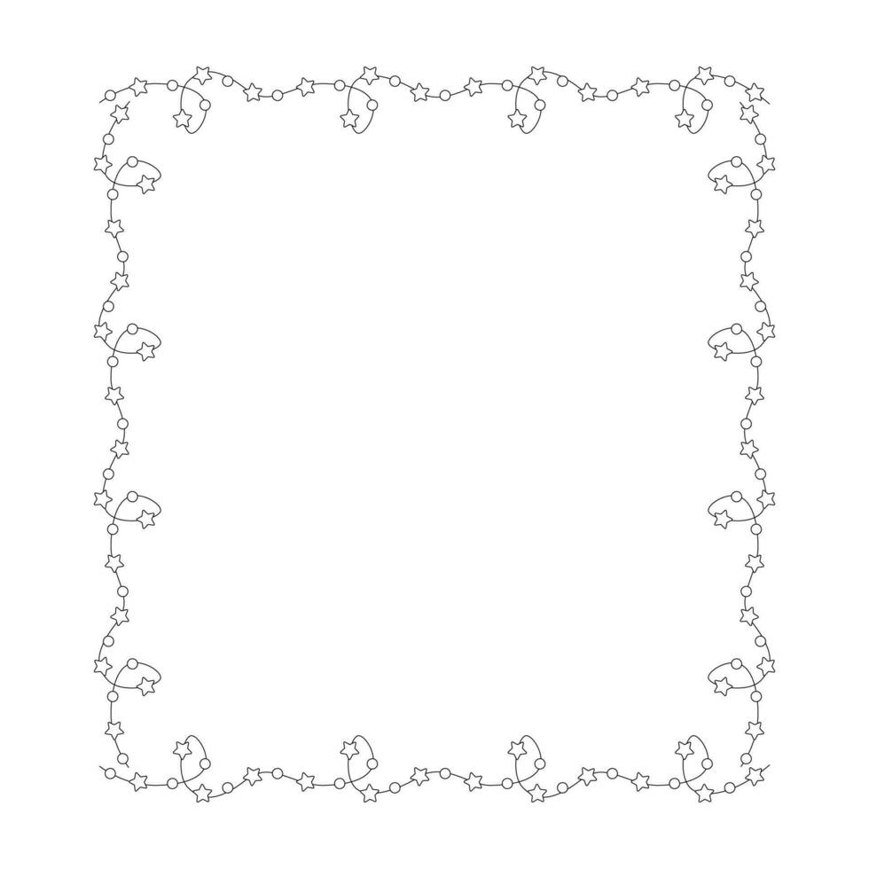 Christmas frame, garland with light bulbs. vector