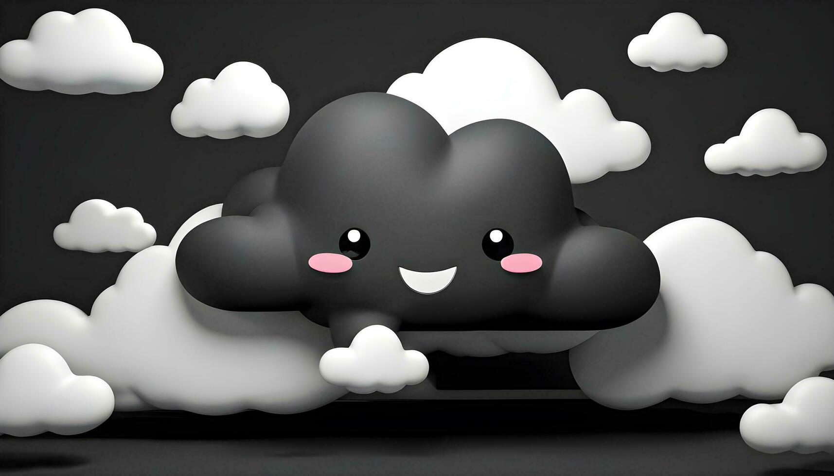 AI generated 3d render black and white clouds background photo