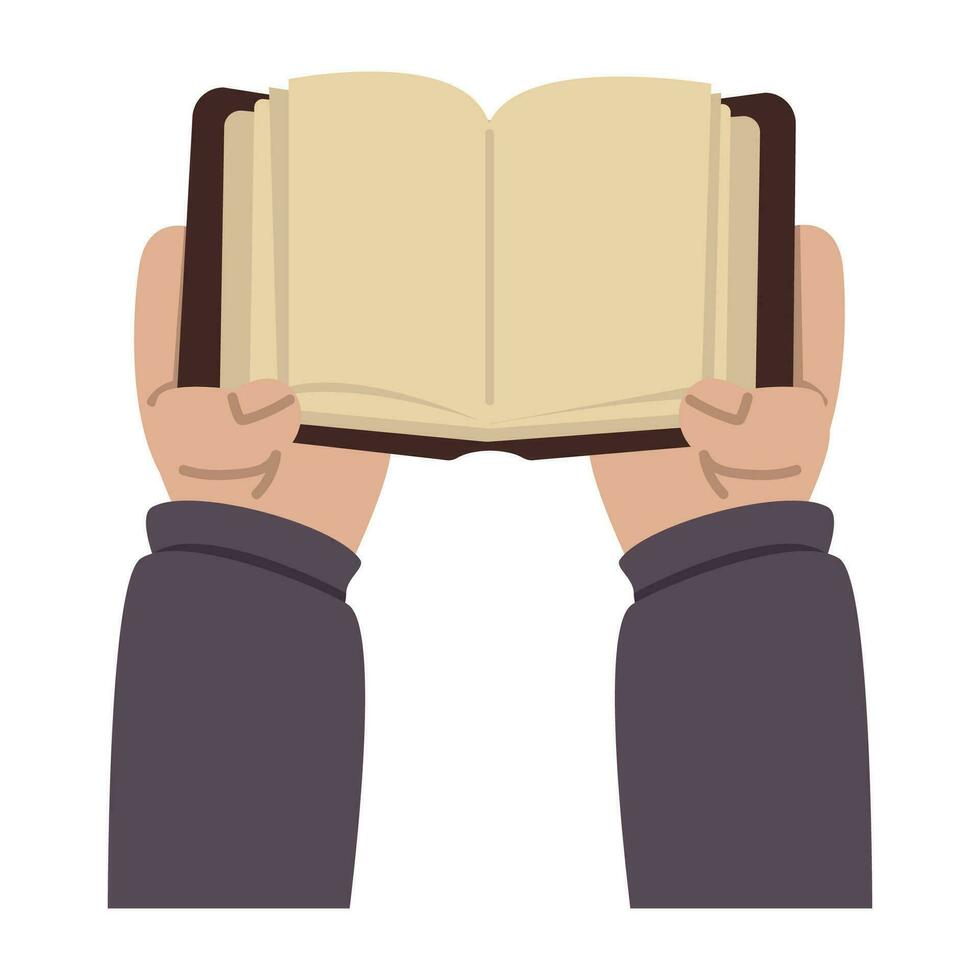 hands holding  open book vector