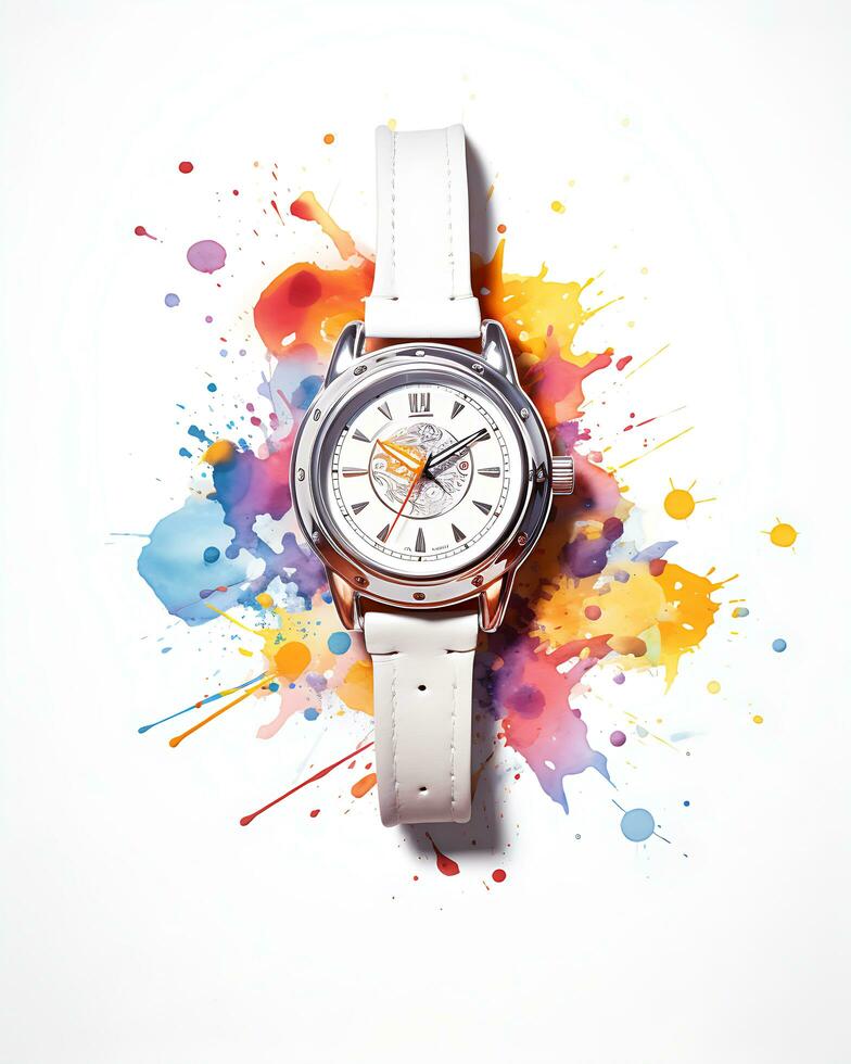 AI generated View of a watercolor watch Design photo