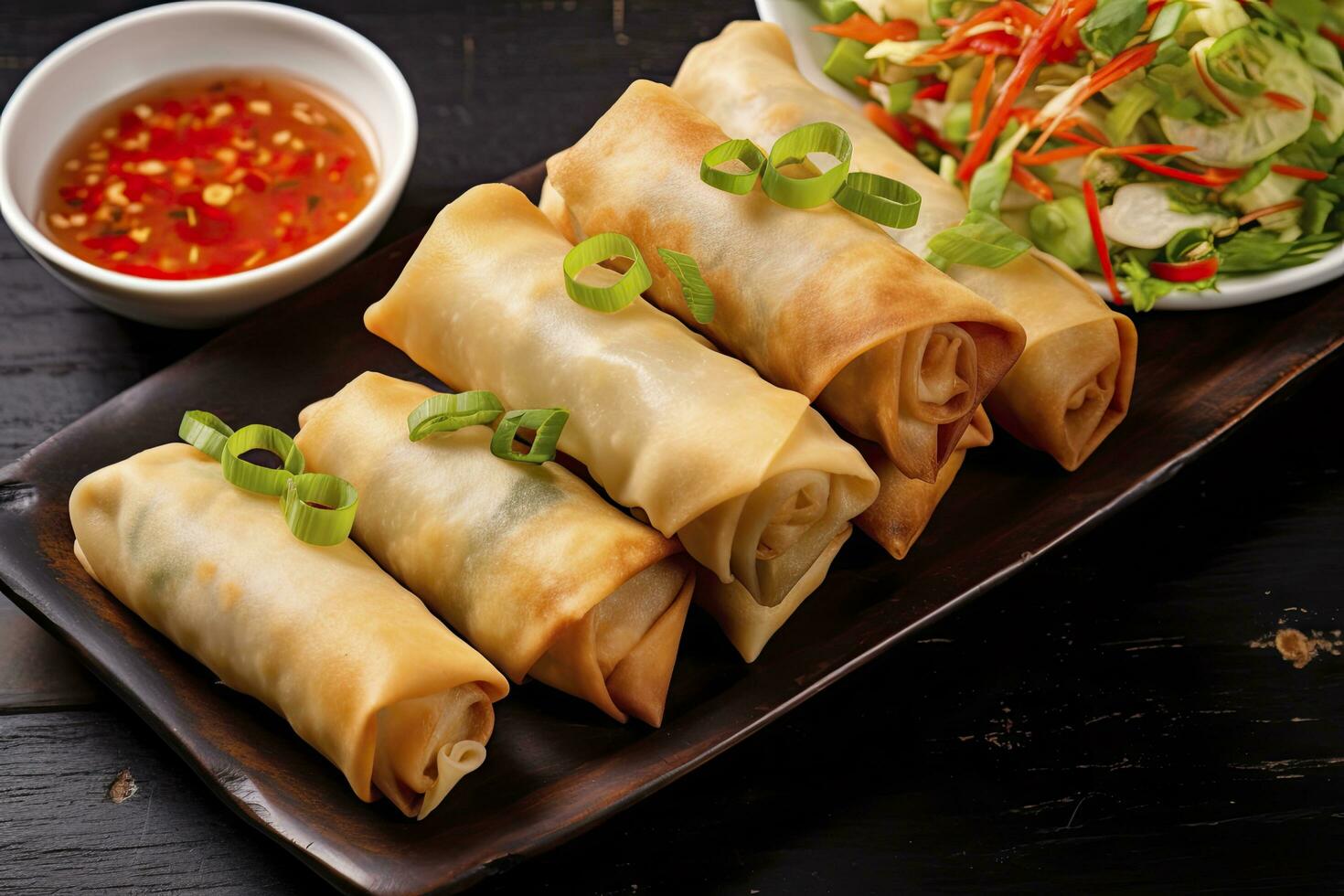 AI generated Egg rolls or spring rolls fried. AI Generated photo