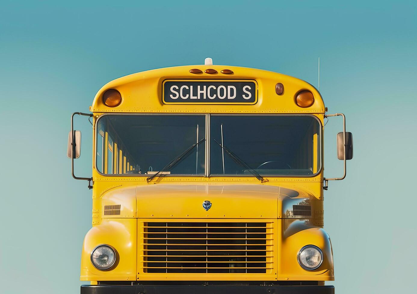 ai generado frente ver de un amarillo colegio autobús. ai generado foto