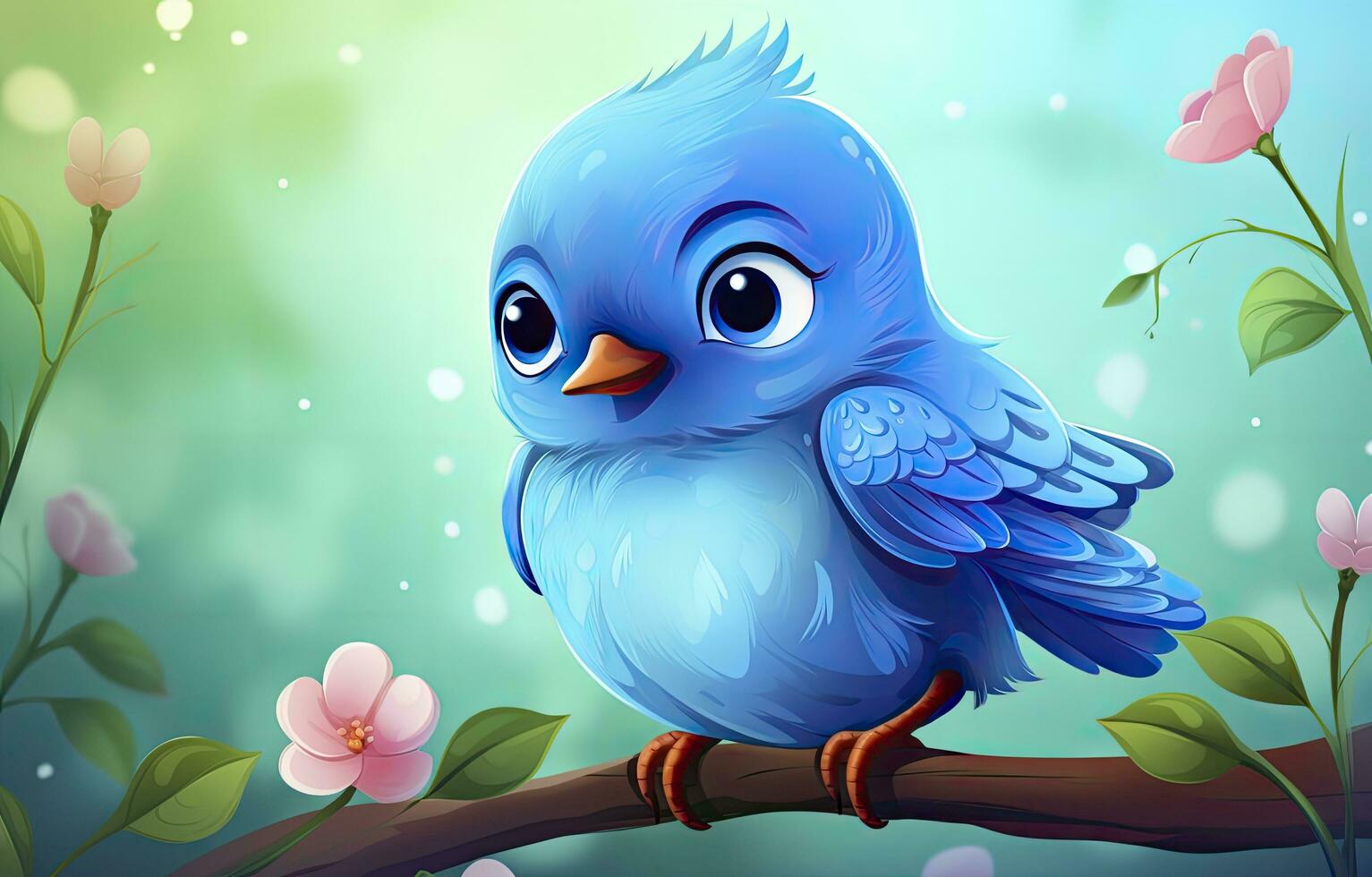 AI generated Cute little bird with a  nature background.  AI Generated. photo