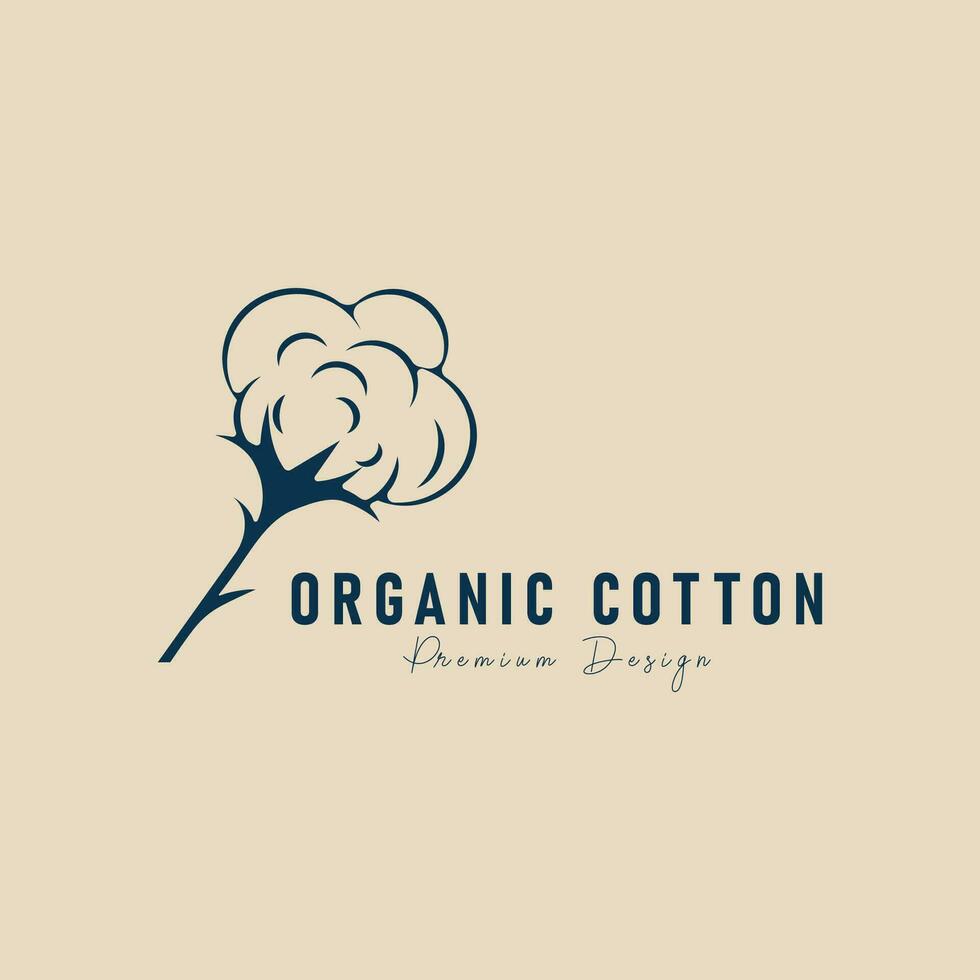 organic cotton minimalist logo, cotton nature icon vector illustration design