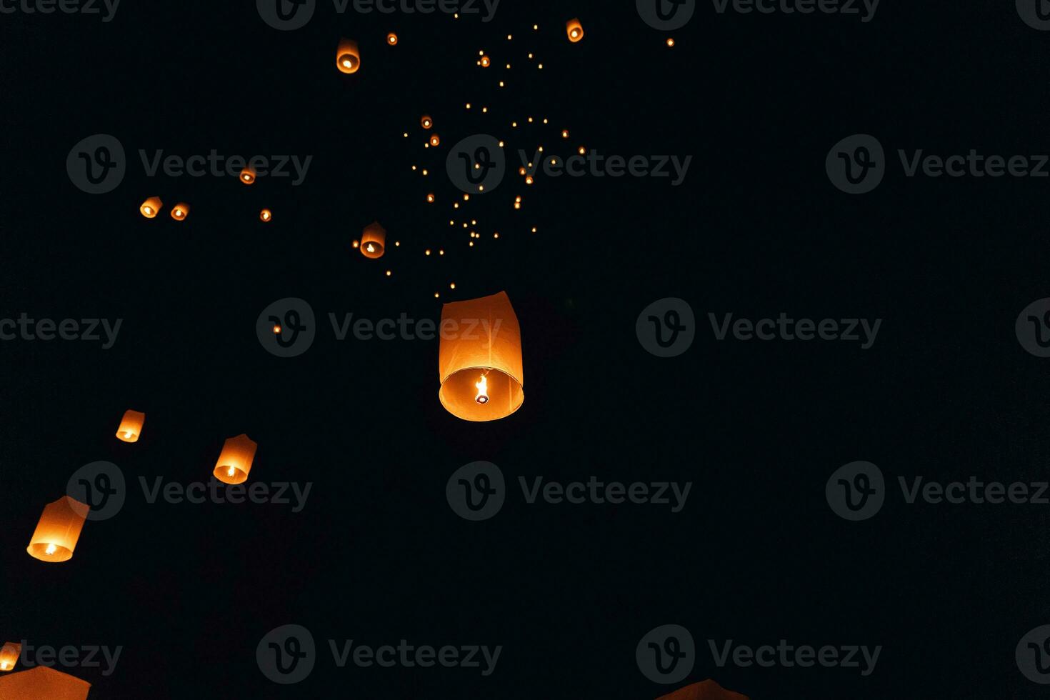 Floating lanterns at Yi Peng Festival in Chiang Mai photo