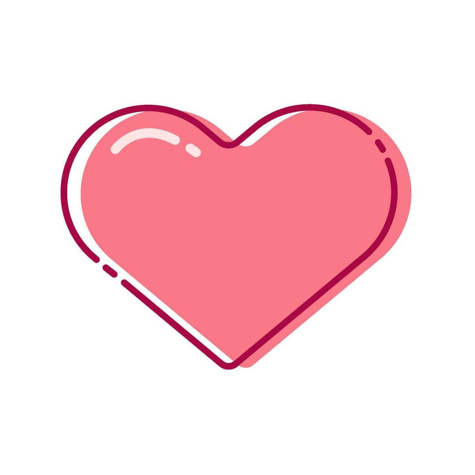 Cute pink heart kawaii for valentine's day. Cartoon character. Modern Flat Style vector