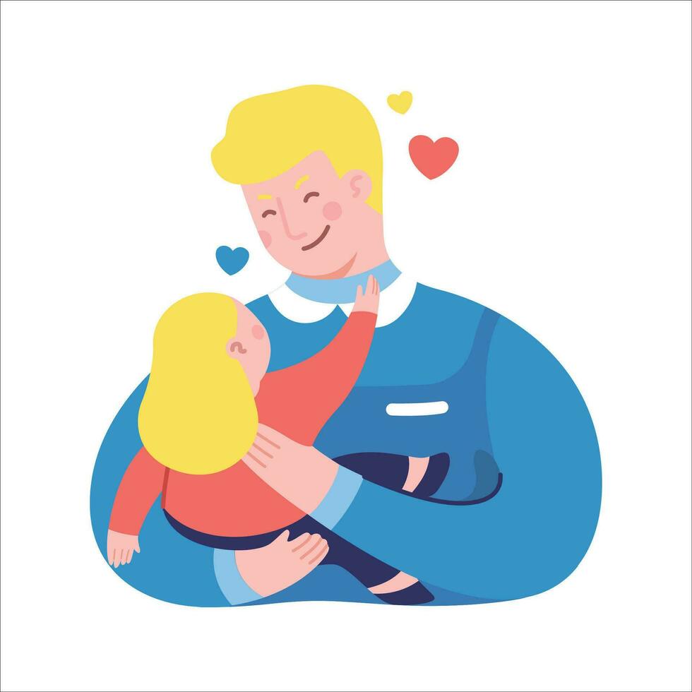 Father and his little daughter in love. Vector illustration in flat style