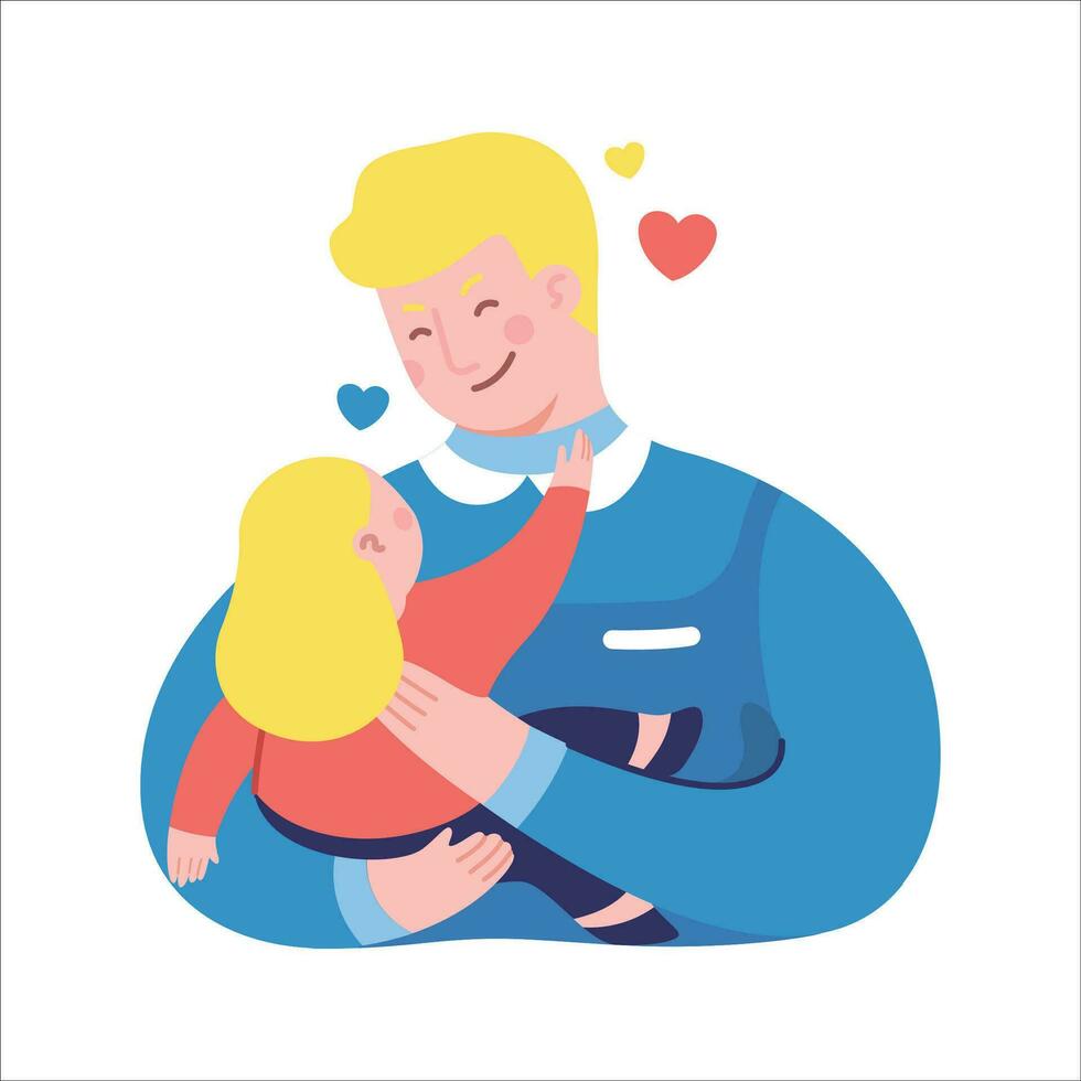 padre y su pequeño hija en amor. vector ilustración en plano estilo