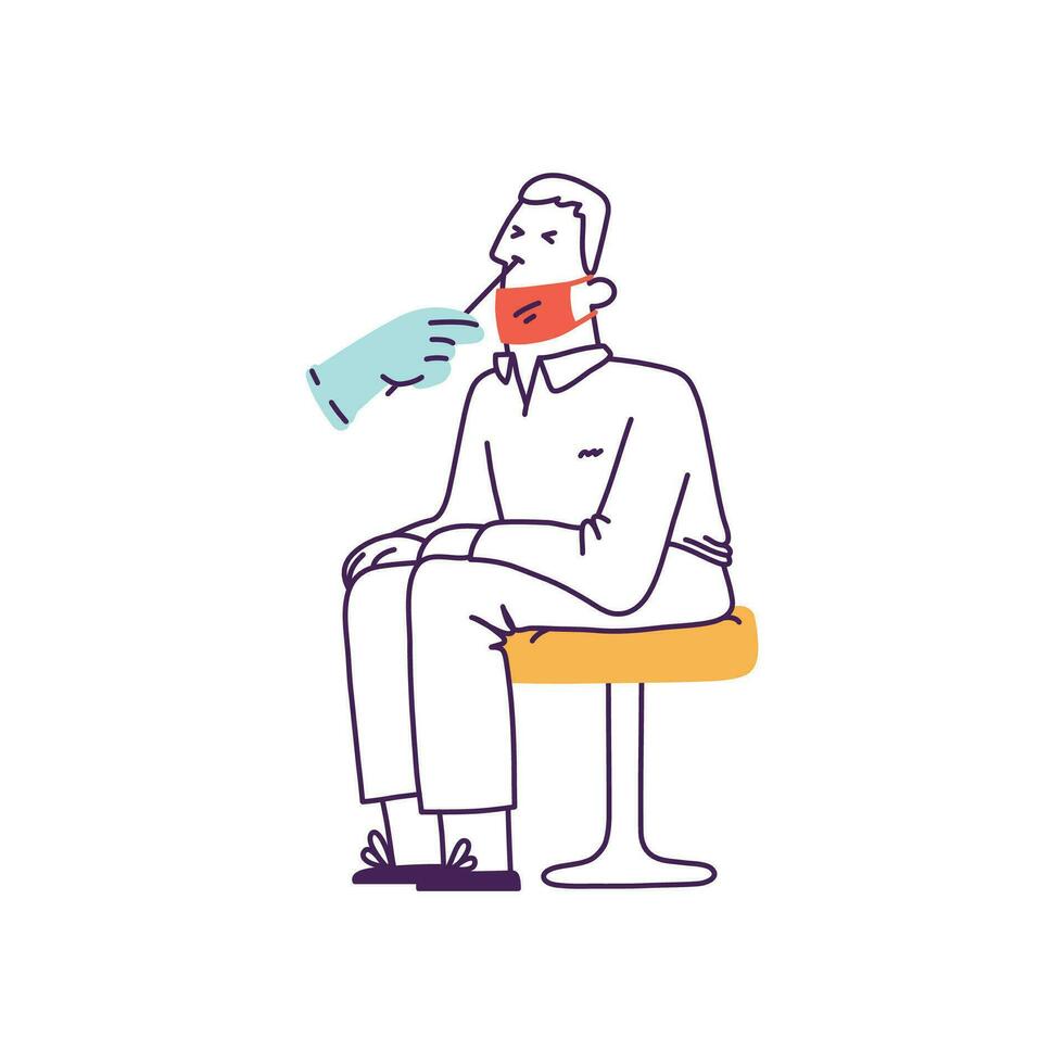 Man sitting on a chair at the dentist. Vector illustration in flat style