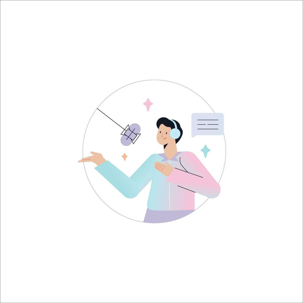 Vector illustration of woman talking on the phone. Flat style design.