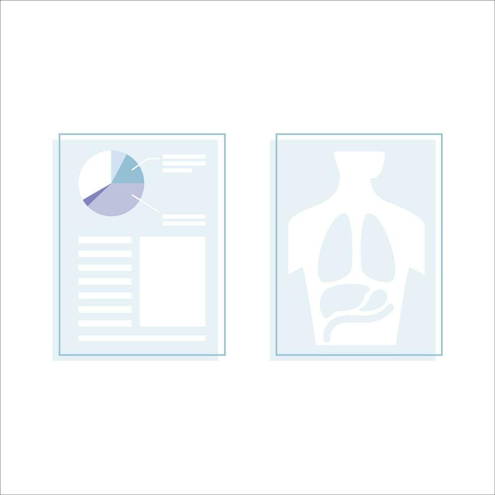 Illustration of human body and medical report. Vector illustration in flat style