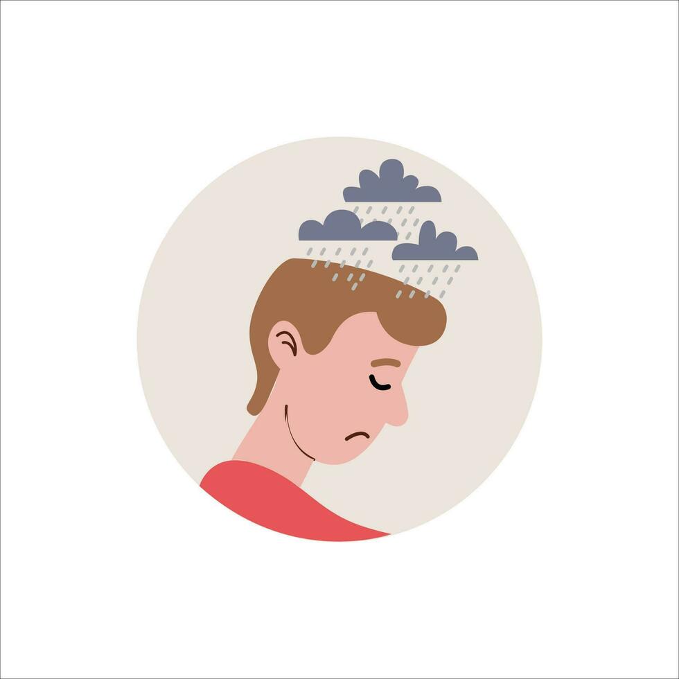Man with headache. Vector illustration in a flat style on a white background.