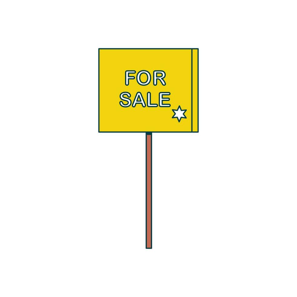 For sale sign on white background. Vector illustration in flat style.