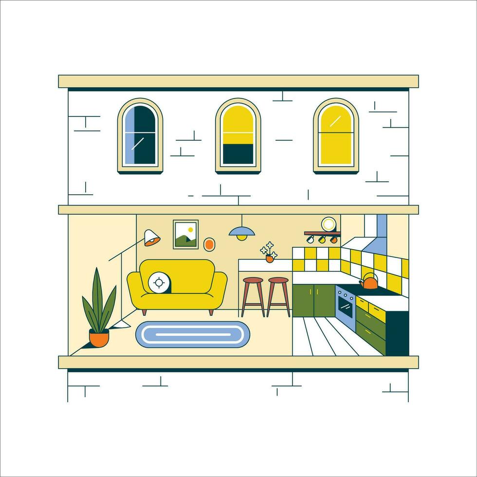 interior diseño de el casa. vector ilustración