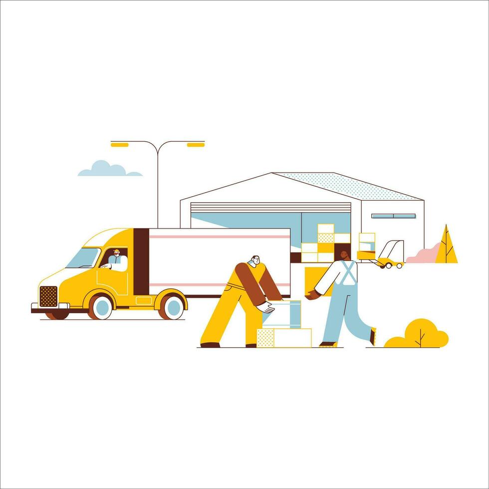Flat design illustration of a man and a woman cleaning the car. vector