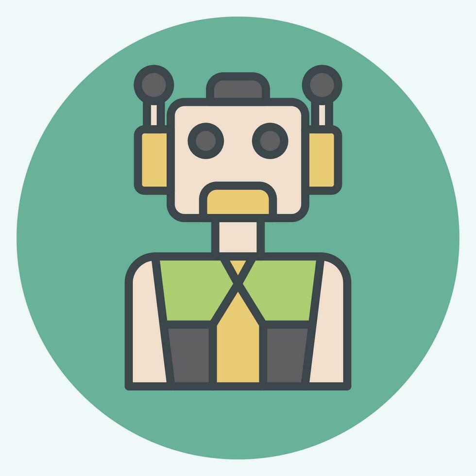 Icon Cyborg. related to Future Technology symbol. color mate style. simple design editable. simple illustration vector