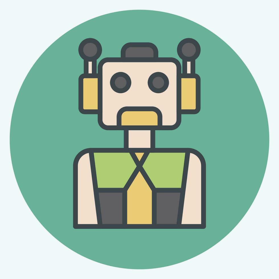 Icon Cyborg. related to Future Technology symbol. color mate style. simple design editable. simple illustration vector