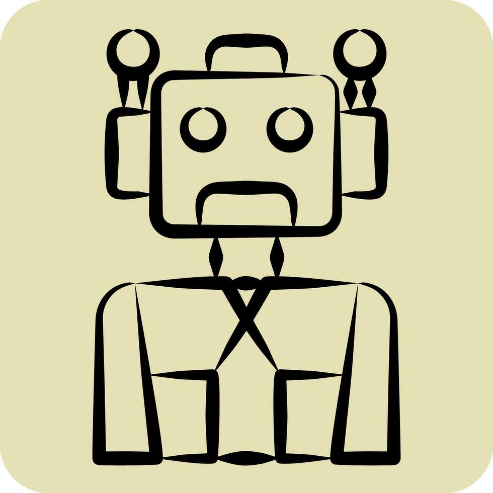 Icon Cyborg. related to Future Technology symbol. hand drawn style. simple design editable. simple illustration vector