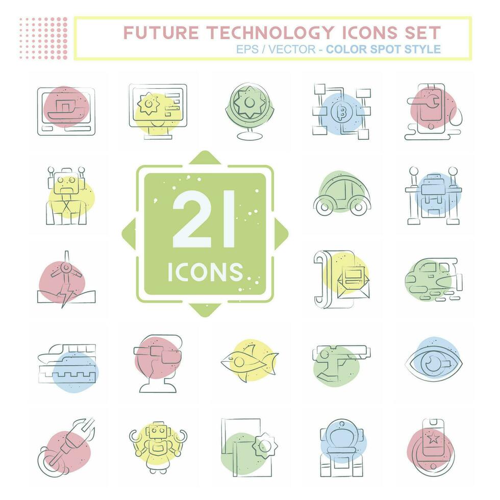 Icon Set Future Technology. related to Education symbol. Color Spot Style. simple design editable. simple illustration vector