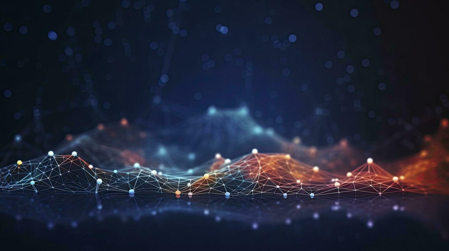 AI generated Abstract connected dots and lines. Motion of digital data flow. AI Generated photo