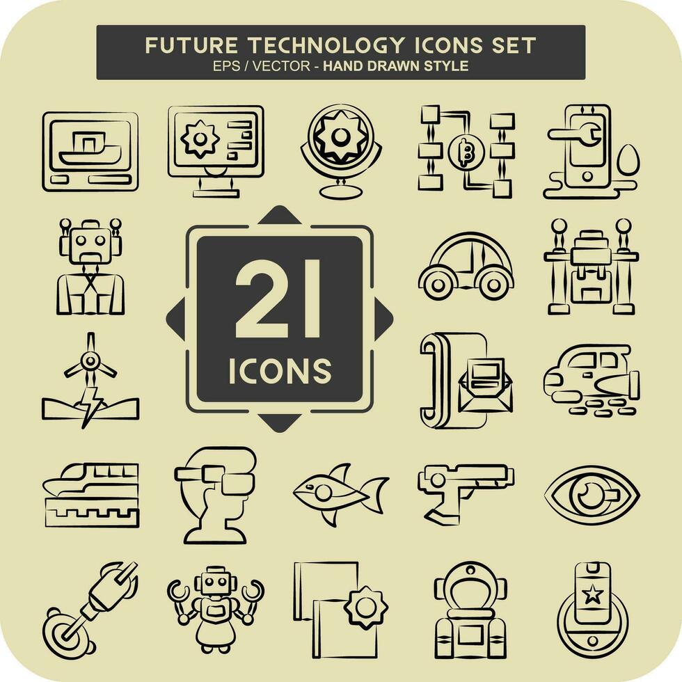 Icon Set Future Technology. related to Education symbol. hand drawn style. simple design editable. simple illustration vector