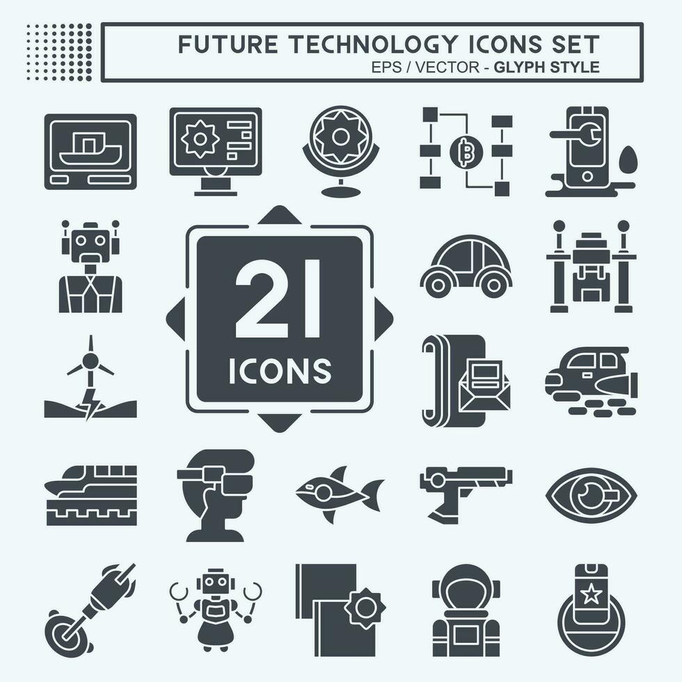 icono conjunto futuro tecnología. relacionado a educación símbolo. glifo estilo. sencillo diseño editable. sencillo ilustración vector