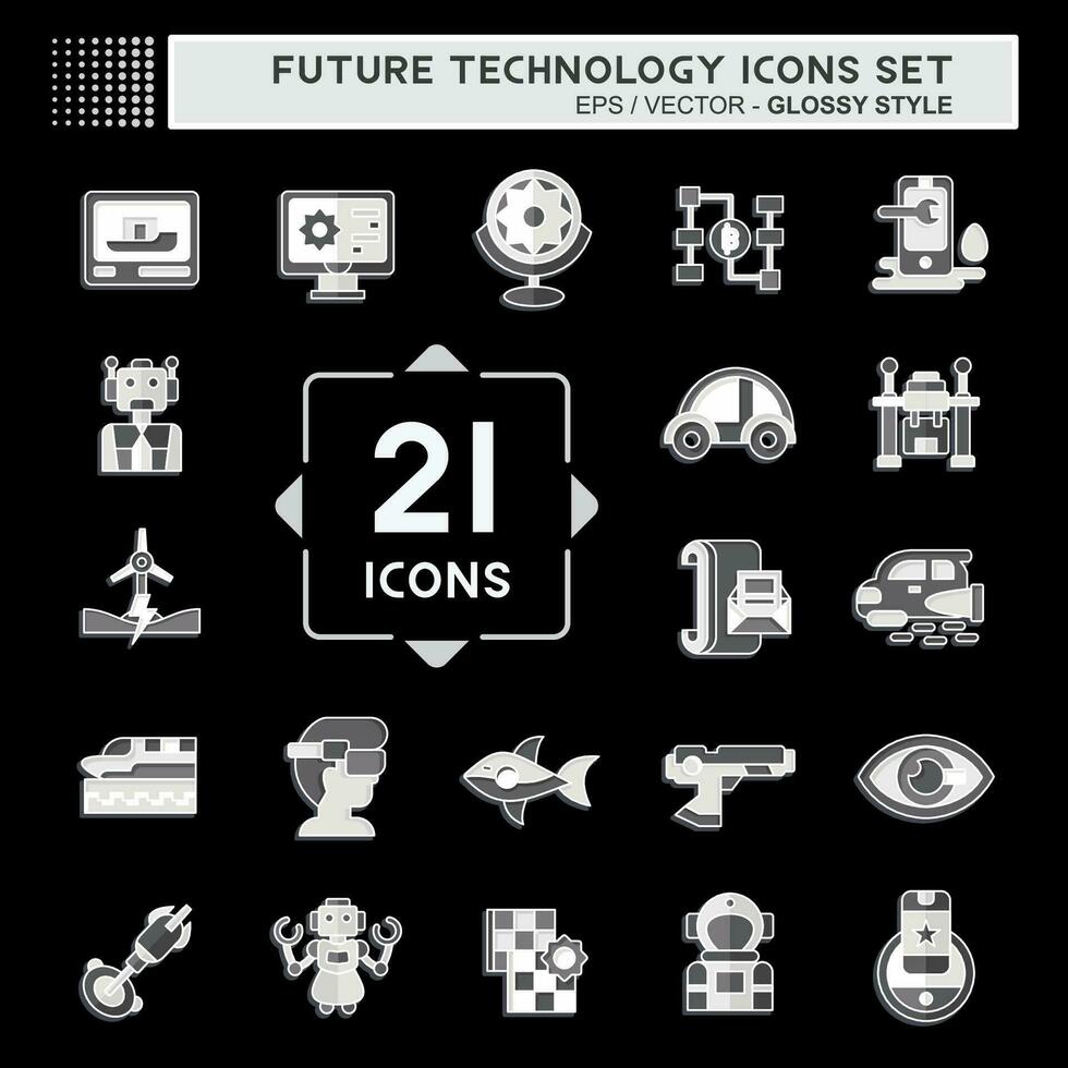 Icon Set Future Technology. related to Education symbol. glossy style. simple design editable. simple illustration vector