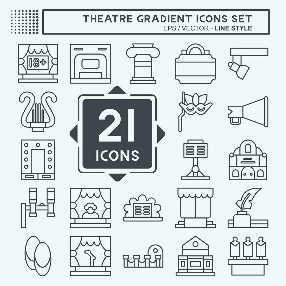 Icon Set Theatre Gradient. related to Entertainment symbol. line style. simple design editable. simple illustration vector