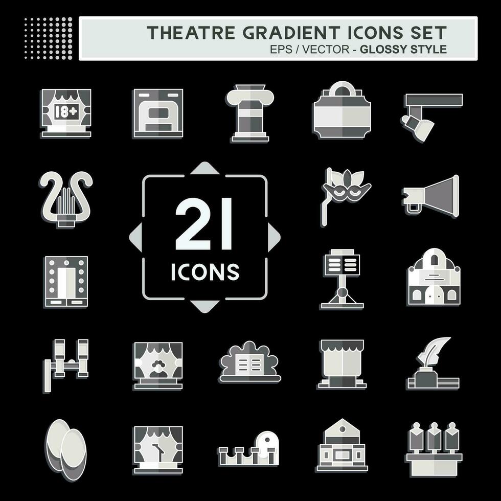 Icon Set Theatre Gradient. related to Entertainment symbol. glossy style. simple design editable. simple illustration vector