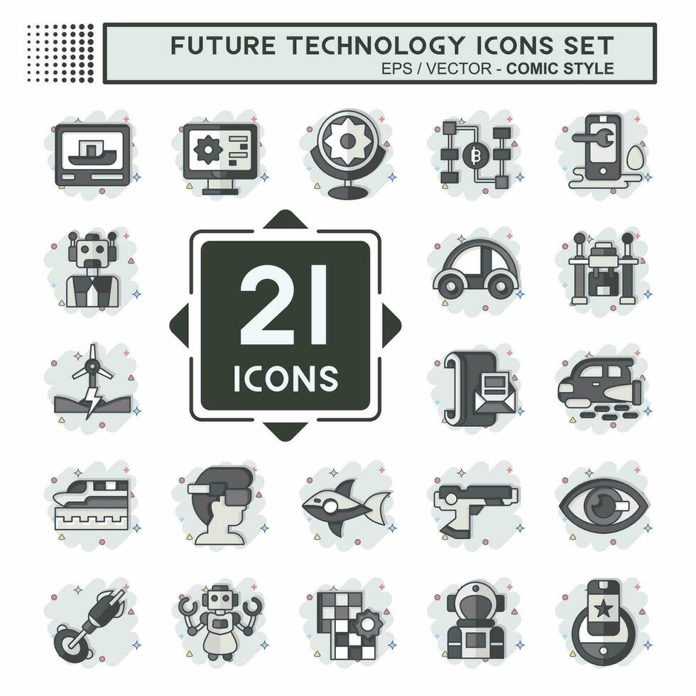 Icon Set Future Technology. related to Education symbol. comic style. simple design editable. simple illustration vector