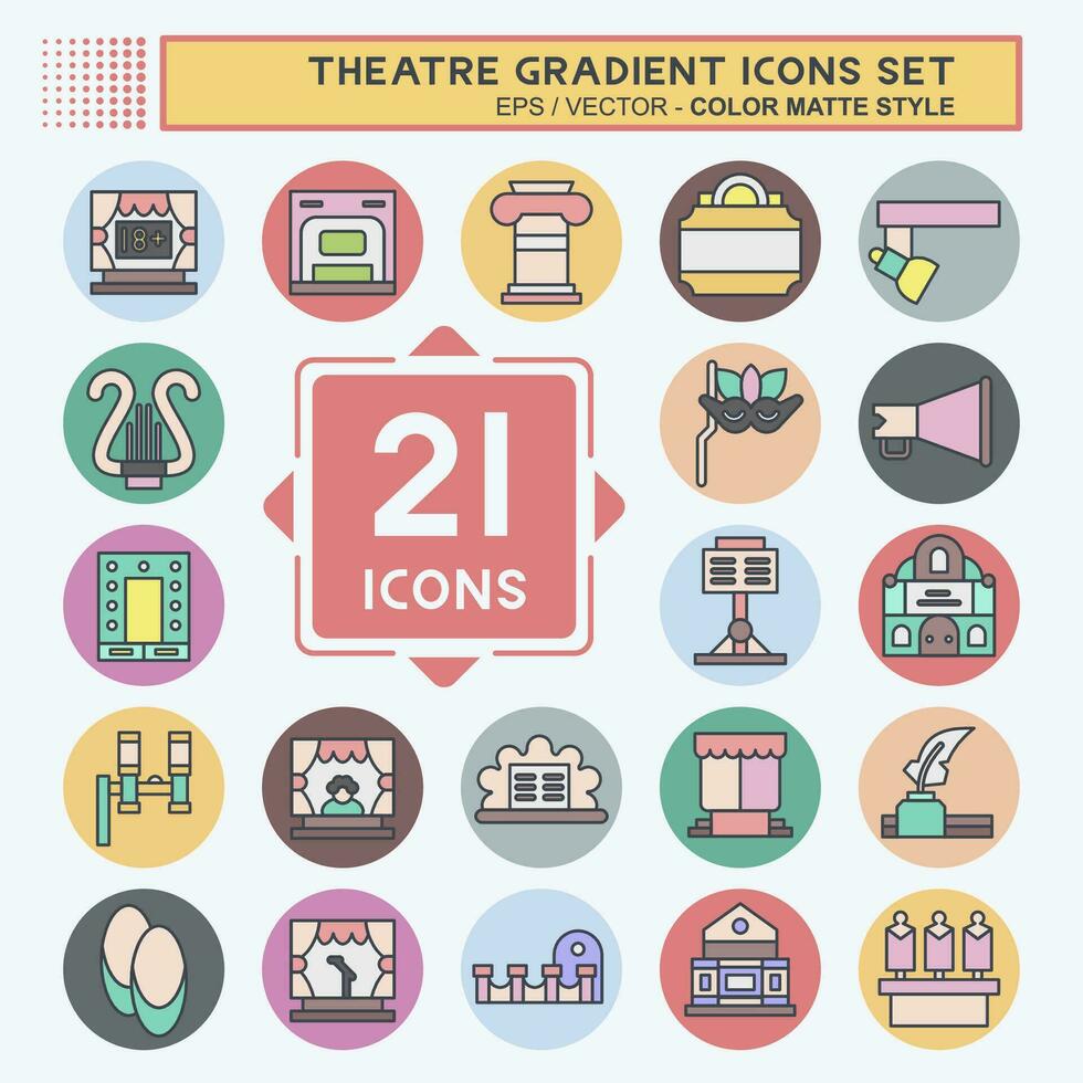 Icon Set Theatre Gradient. related to Entertainment symbol. color mate style. simple design editable. simple illustration vector