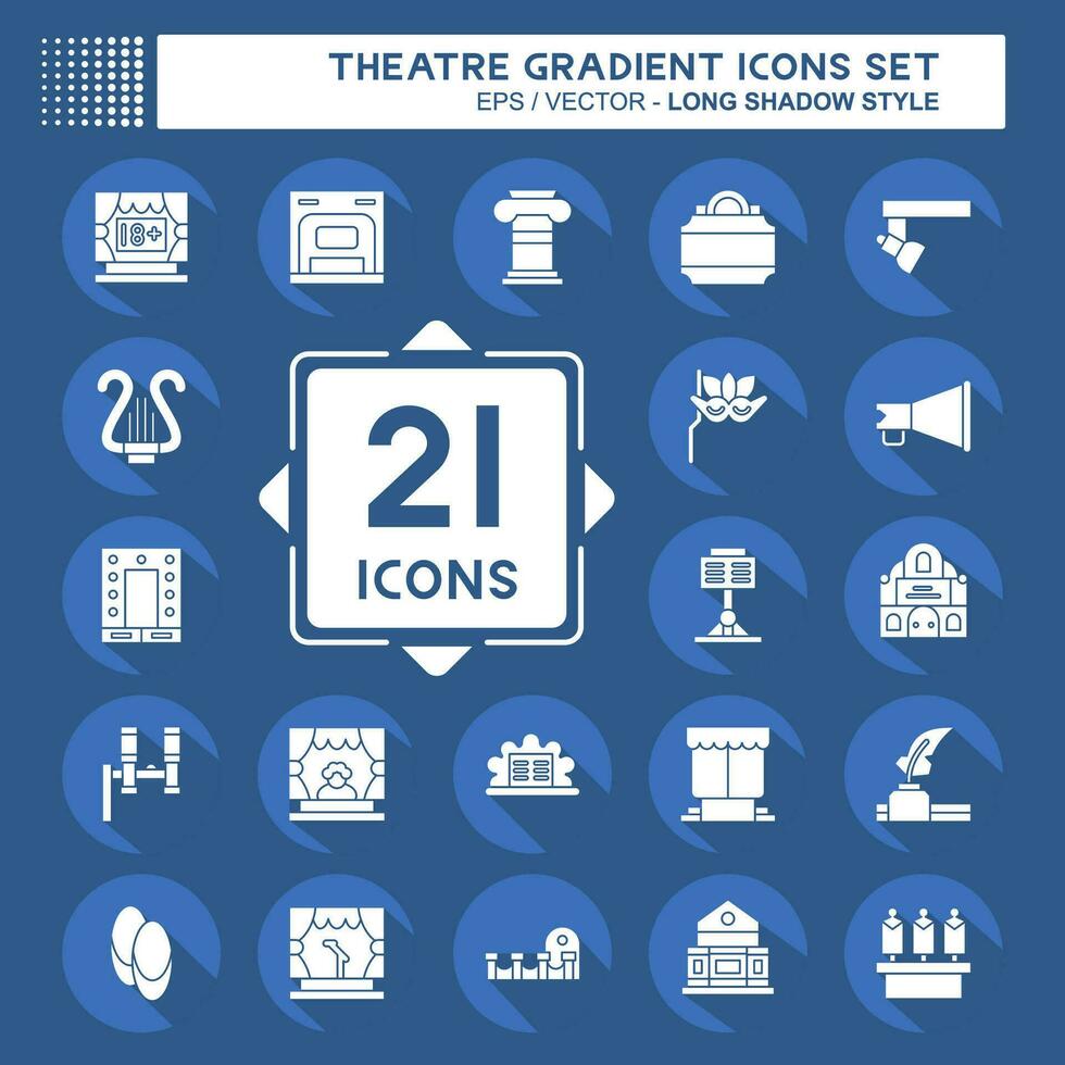 Icon Set Theatre Gradient. related to Entertainment symbol. long shadow style. simple design editable. simple illustration vector