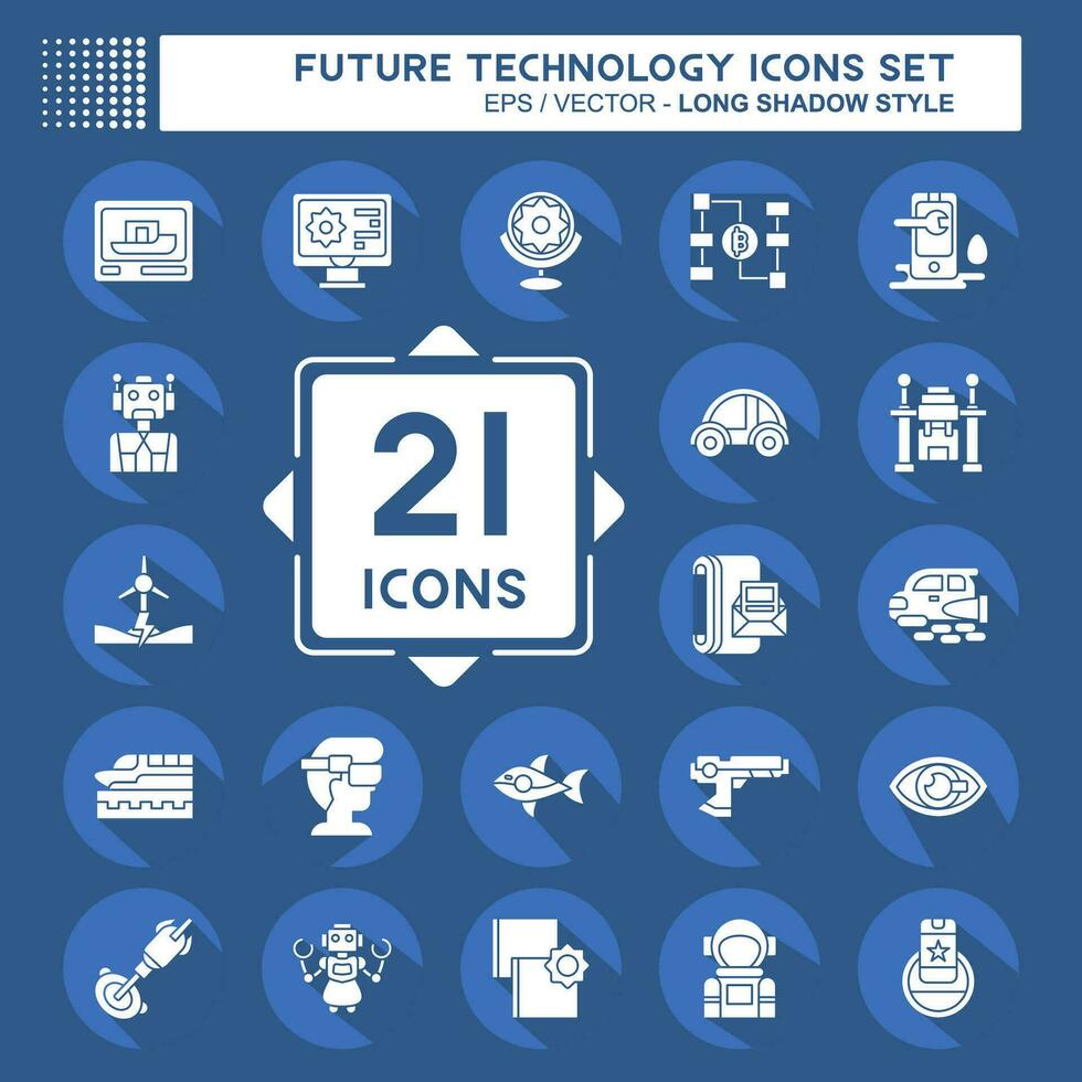 Icon Set Future Technology. related to Education symbol. long shadow style. simple design editable. simple illustration vector