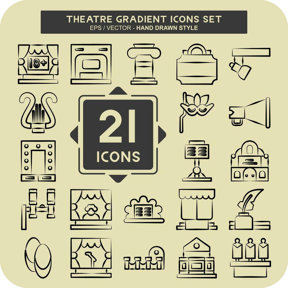 Icon Set Theatre Gradient. related to Entertainment symbol. hand drawn style. simple design editable. simple illustration vector