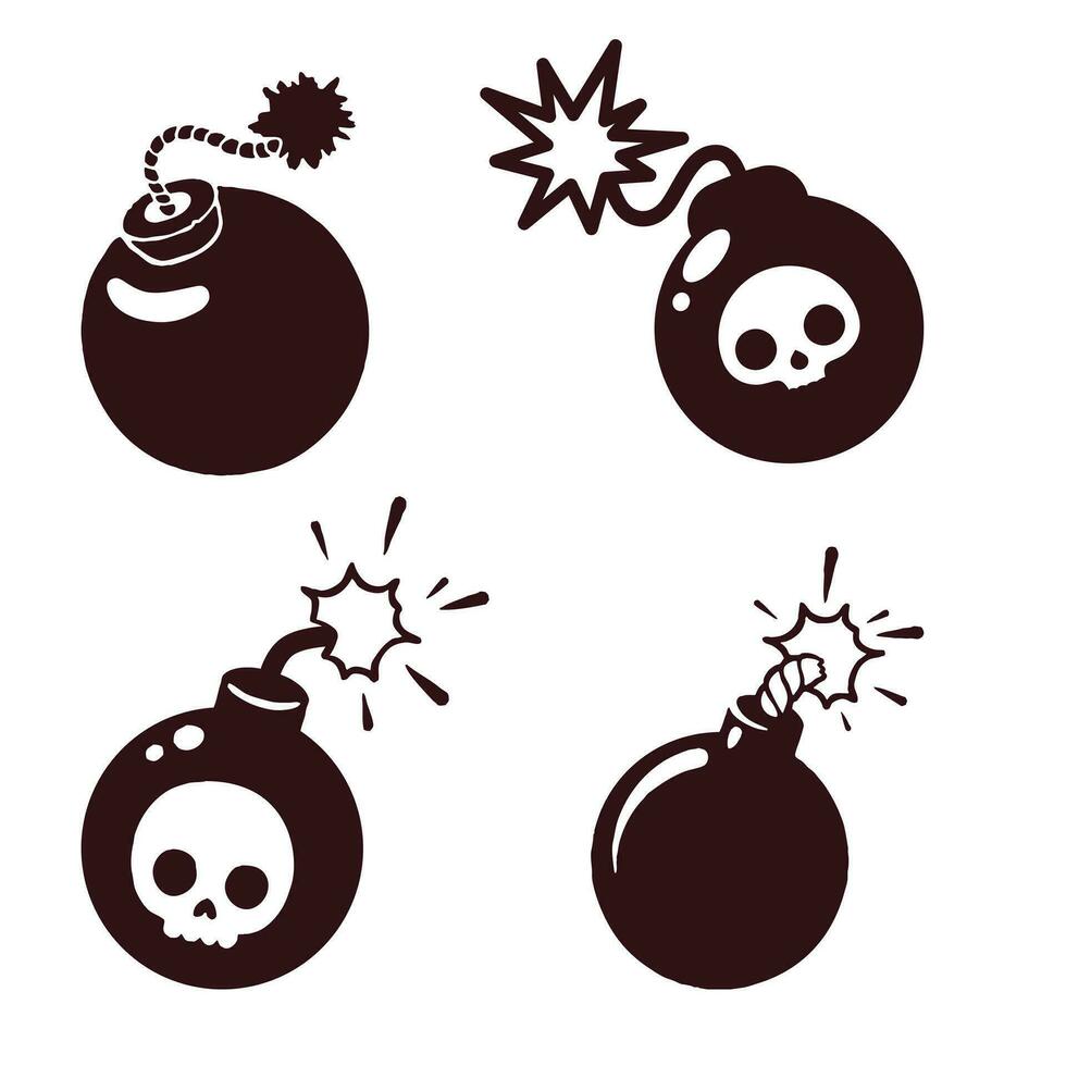 A set of spherical bombs with a burning fuse vector