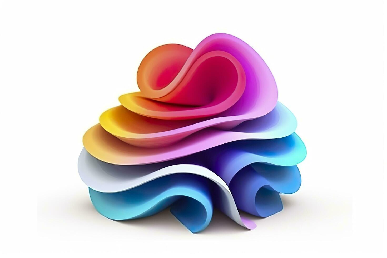 AI generated 3d colorful volumetric gradient shape isolated on a white background. AI Generative photo