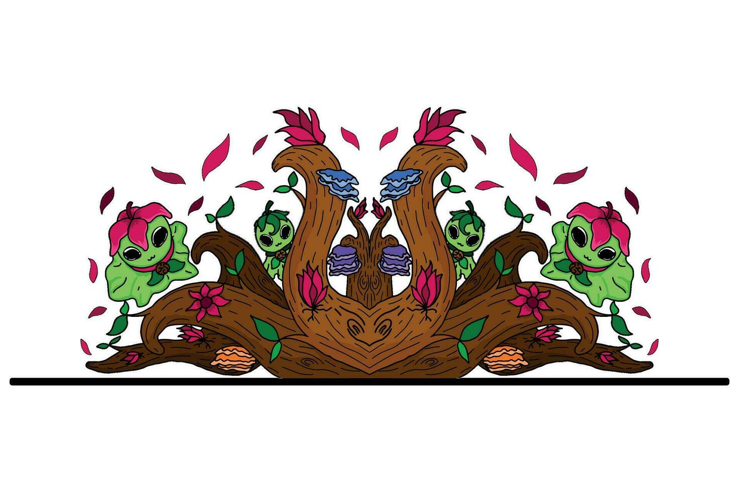 Fairy and Flora Border Design vector