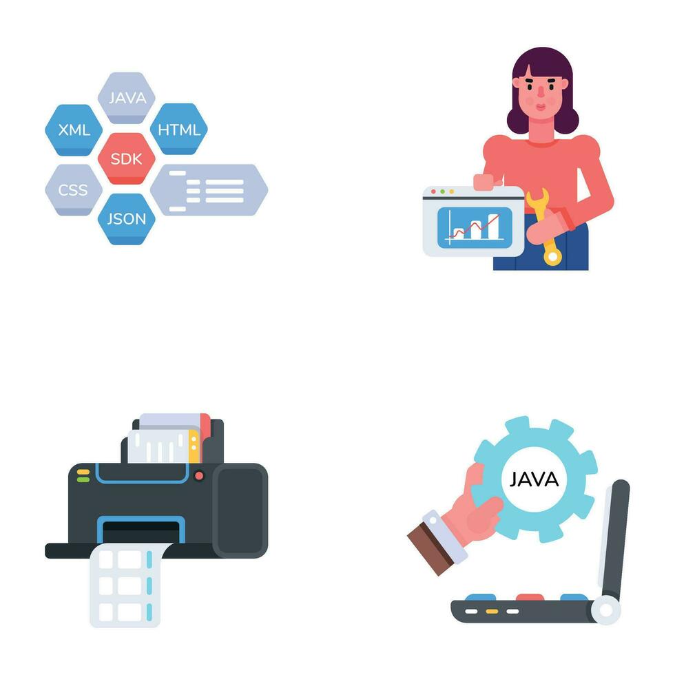 Pack of Programming Flat Icons 35240338 Vector Art at Vecteezy