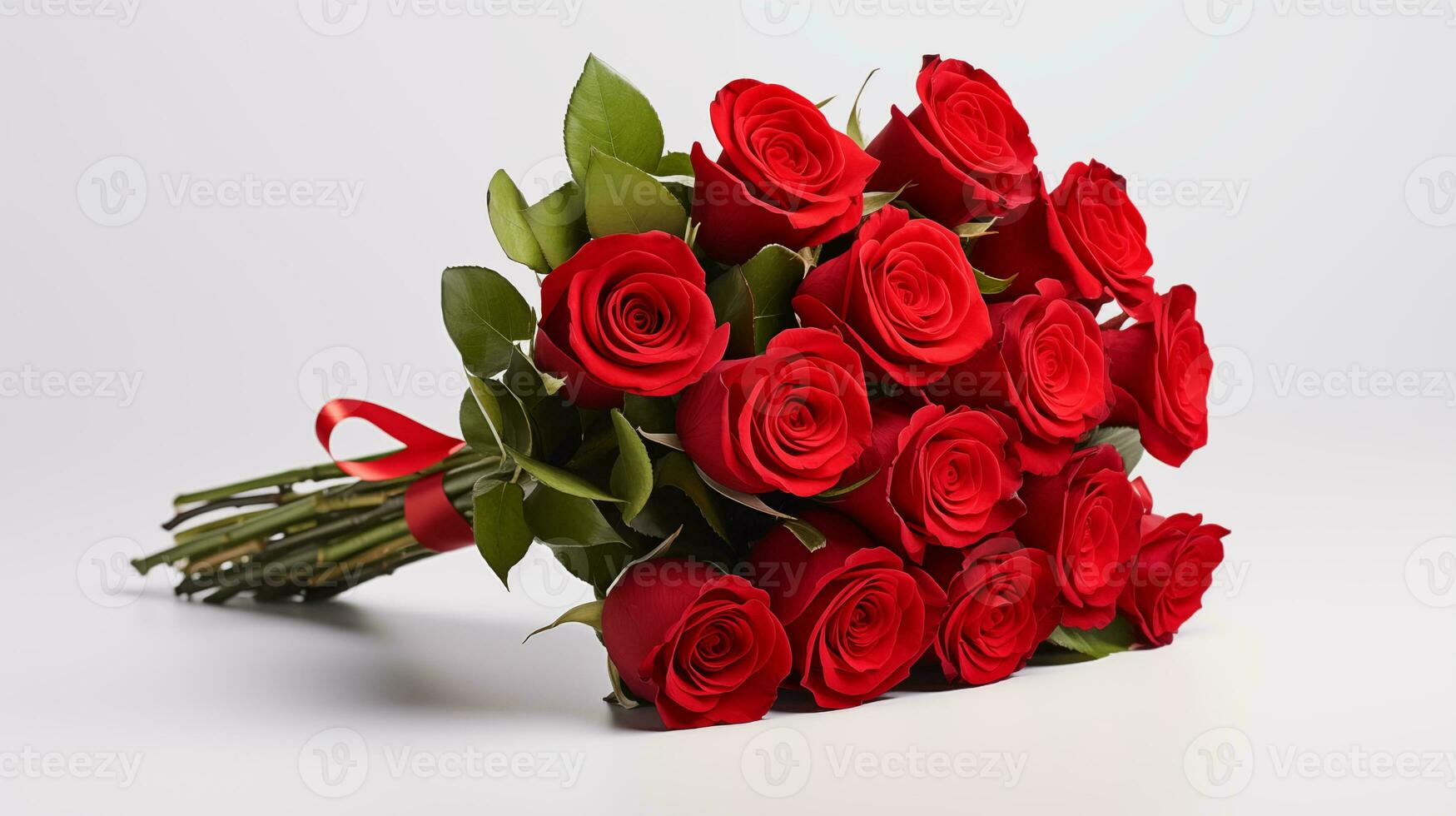 AI generated a bouquet of red roses is shown on a white background photo