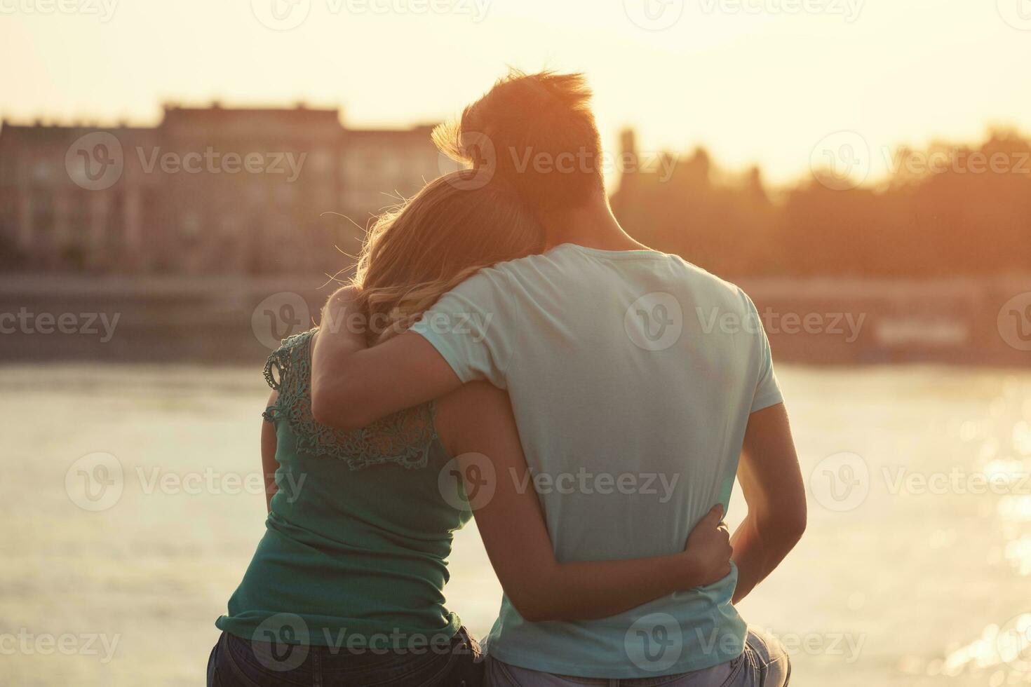 Happy couple embracing photo