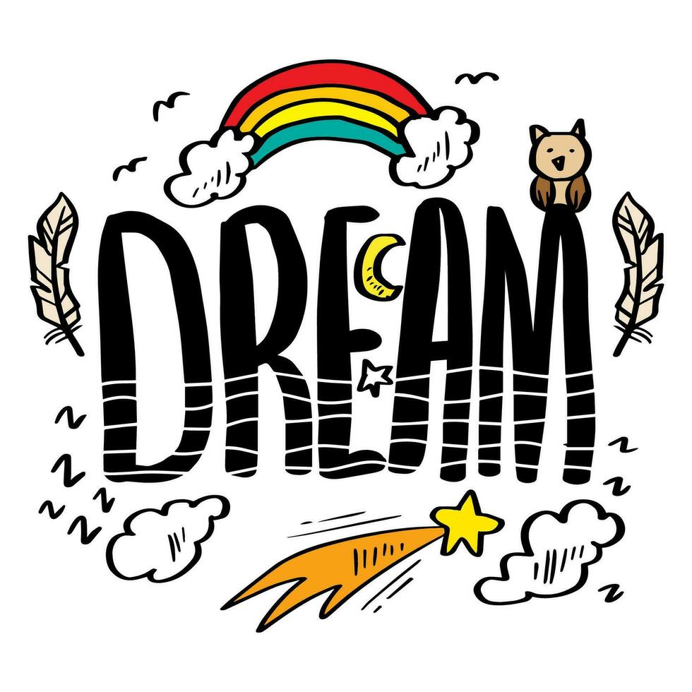 Dream text hand lettering. vector