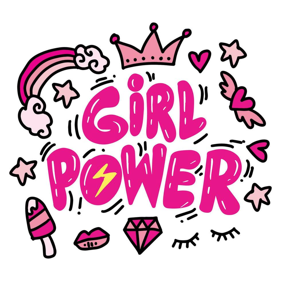 Girl power, hand lettering. vector