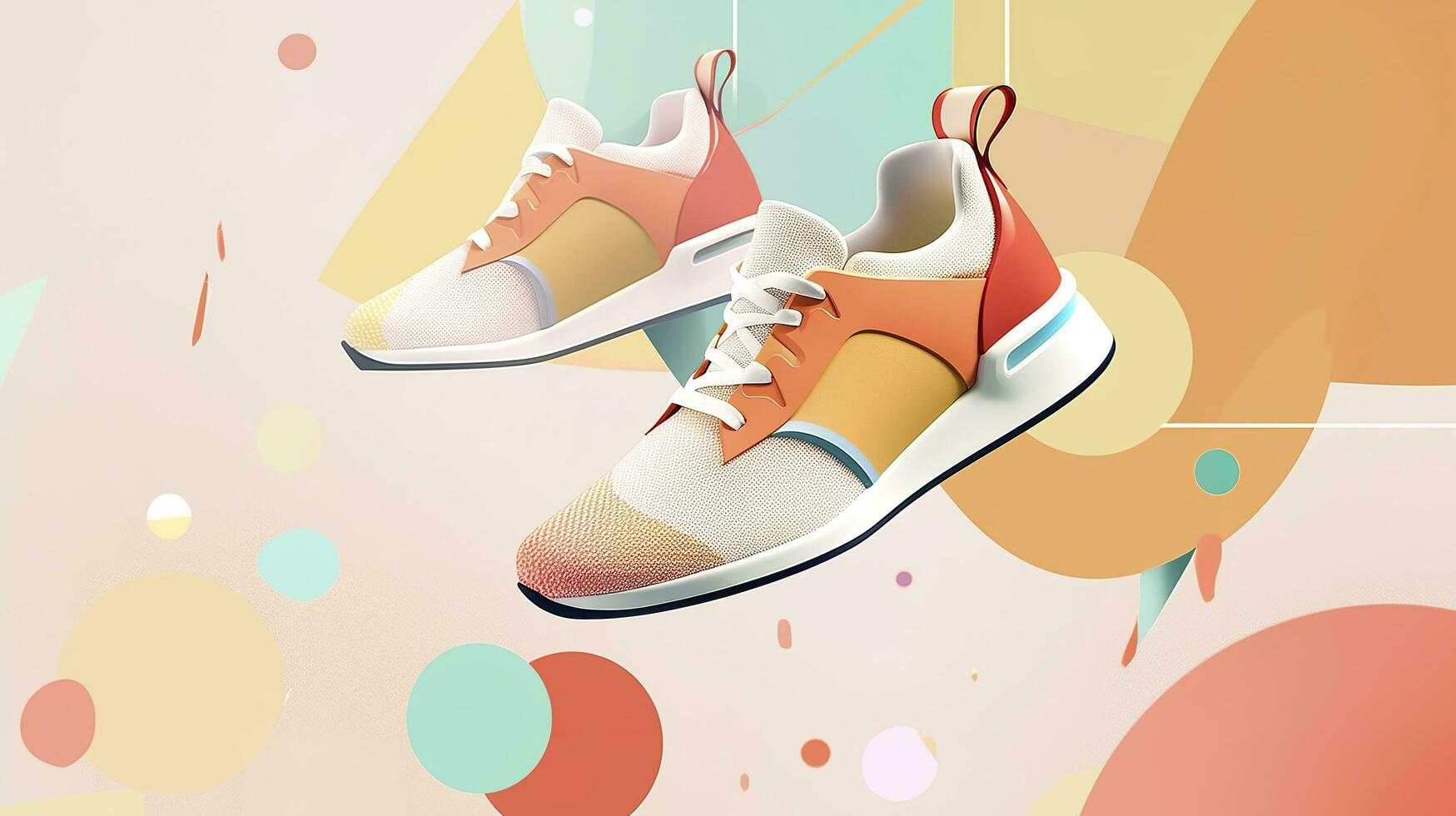 AI generated Flying trendy sneakers on creative colorful background, Stylish fashionable concept. AI Generated photo