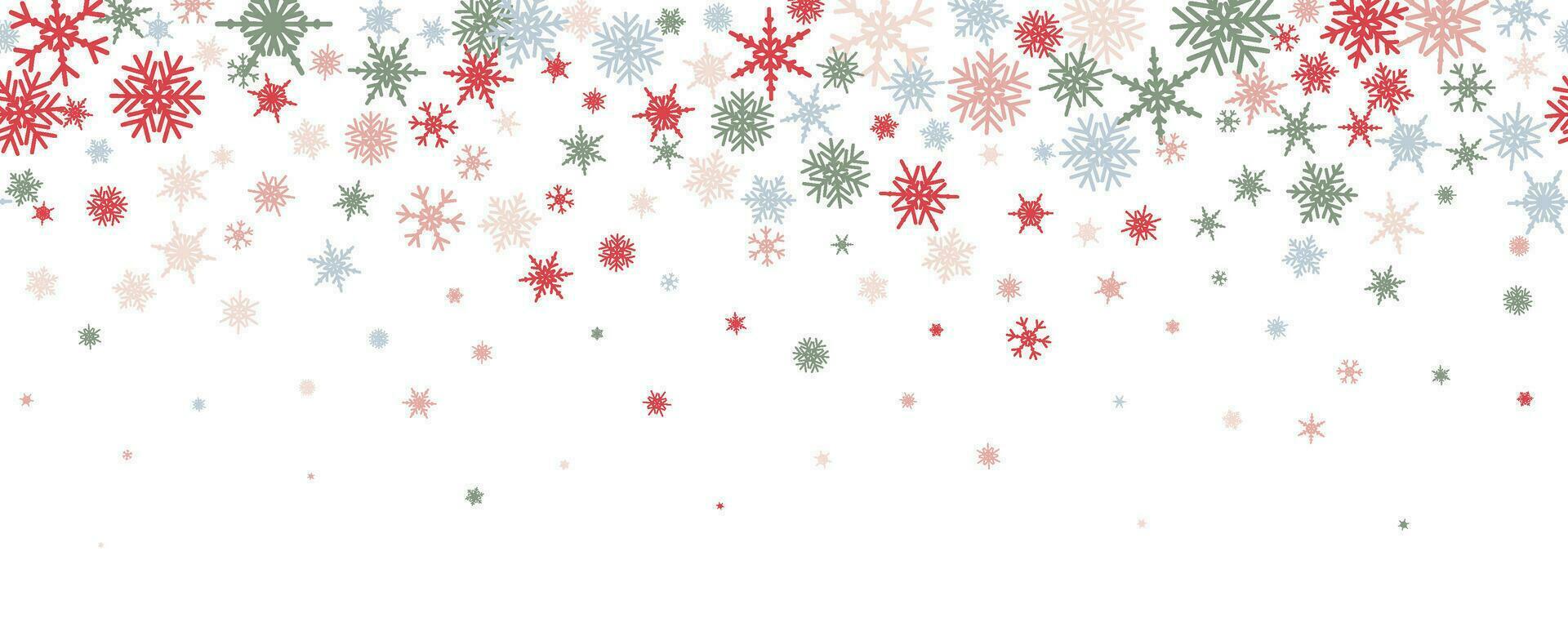 copos de nieve vector antecedentes. invierno fiesta decoración con multicolor cristal elementos. gráfico glacial marco aislado en blanco fondo.