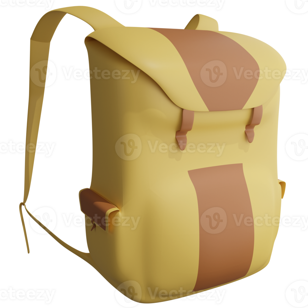 Backpack clipart flat design icon isolated on transparent background, 3D render Summer and camping concept png
