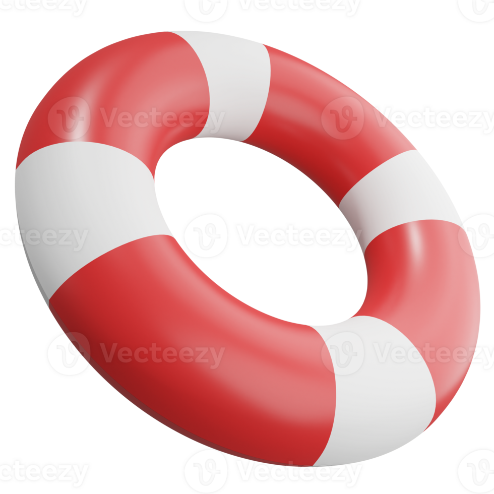 Swim ring clipart flat design icon isolated on transparent background, 3D render Summer and beach concept png