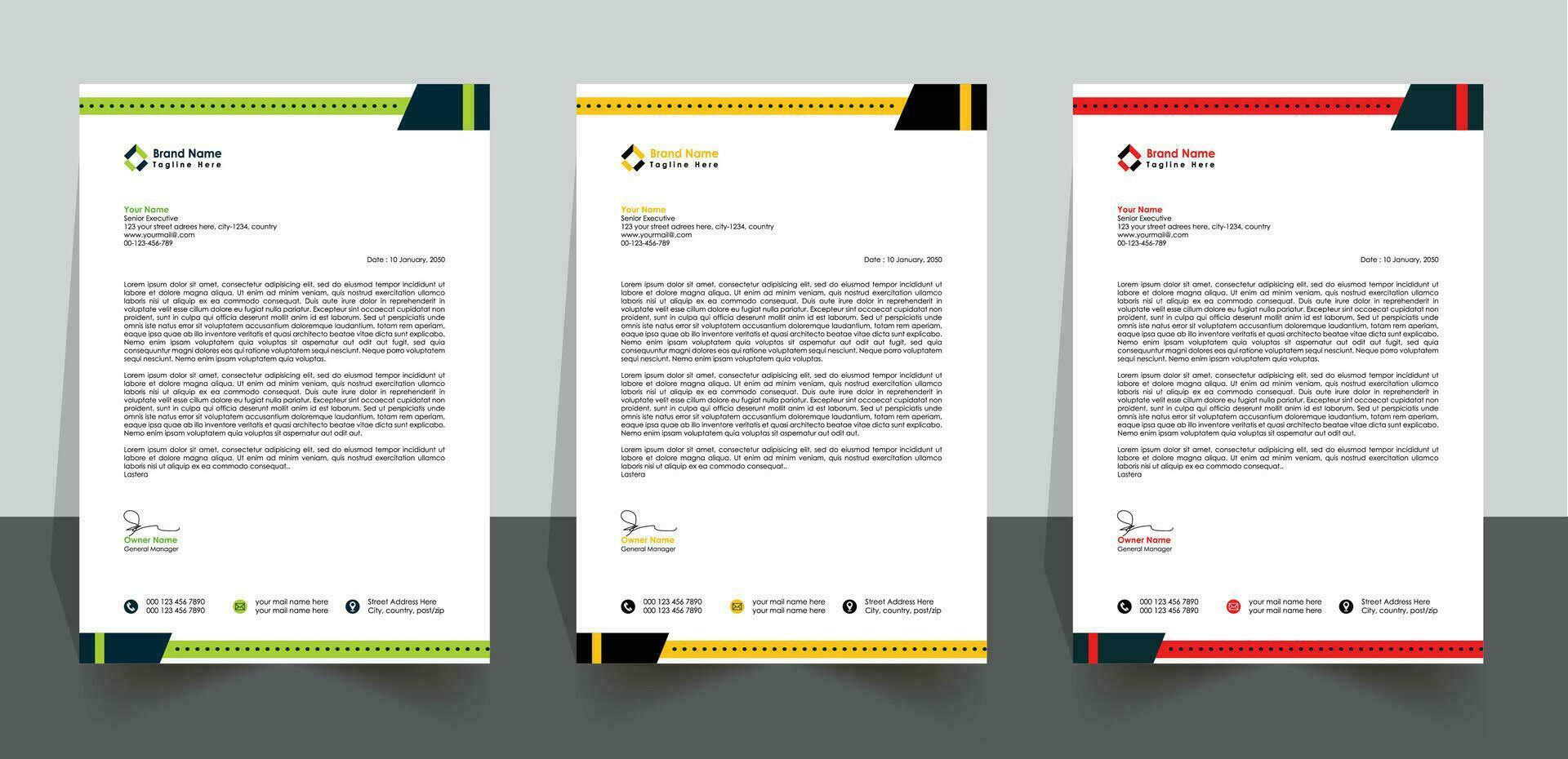 modern letter head design template Printable size letterhead Business Pad vector