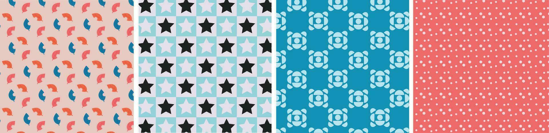 Printable pattern seamless vector leaf star set
