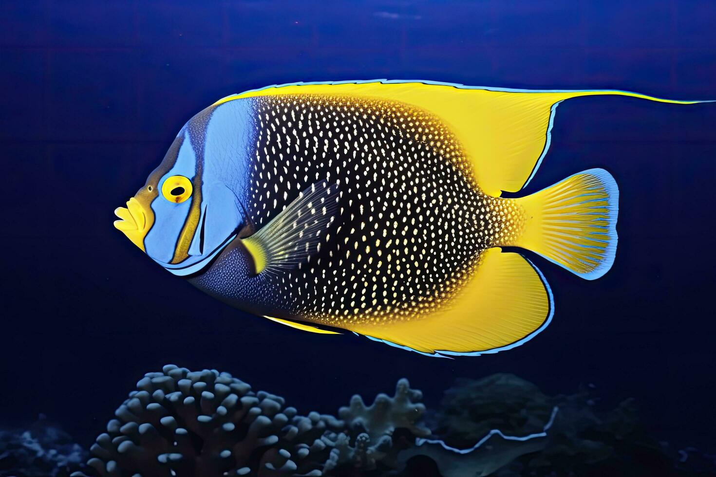 AI generated Beautiful angelfish in the ocean. AI Generated photo