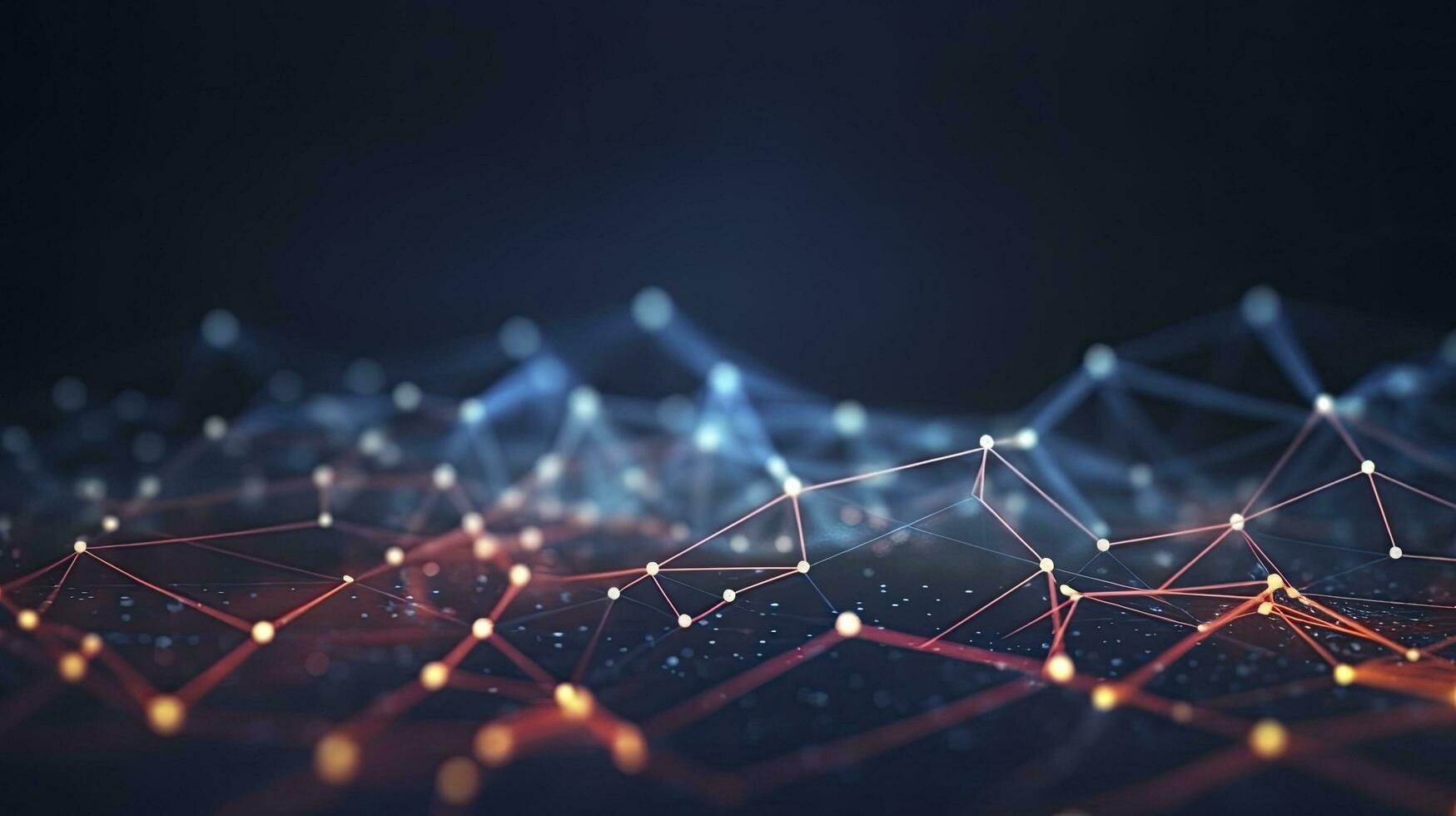 AI generated Abstract connected dots and lines. Motion of digital data flow. AI Generated photo